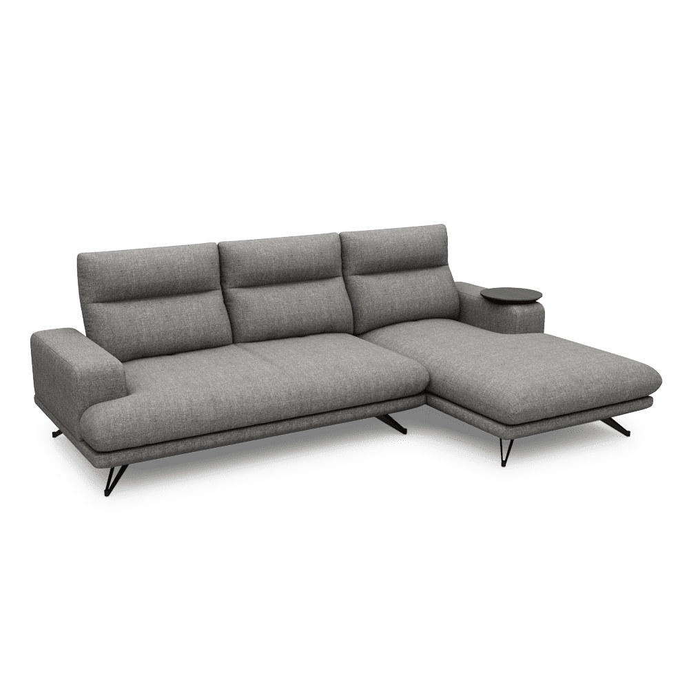 GAVORA – Push-Back Fabric Sofa with Adjustable Backrest (L-Shaped-Right)