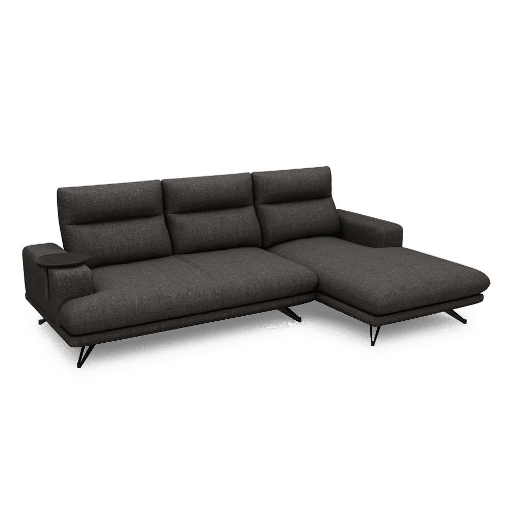 GAVORA – Push-Back Fabric Sofa with Adjustable Backrest (L-Shaped-Right)