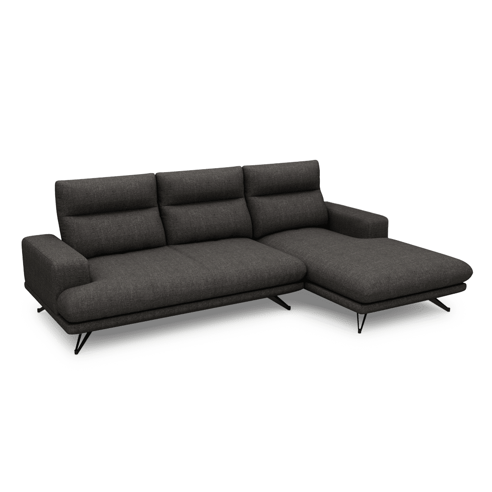 GAVORA – Push-Back Fabric Sofa with Adjustable Backrest (L-Shaped-Right)