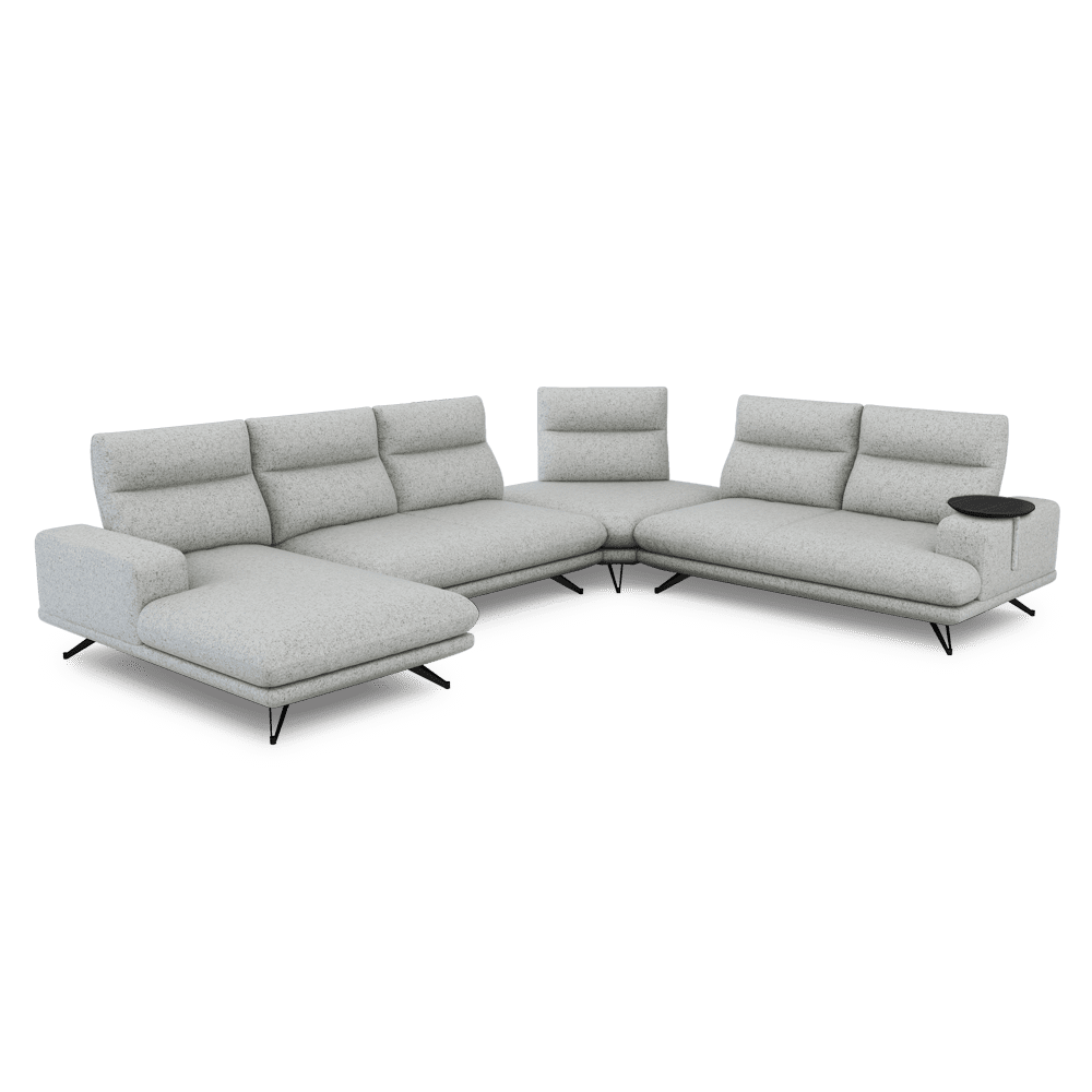 GAVORA – Push-Back Fabric Sofa with Adjustable Backrest (Left Corner)