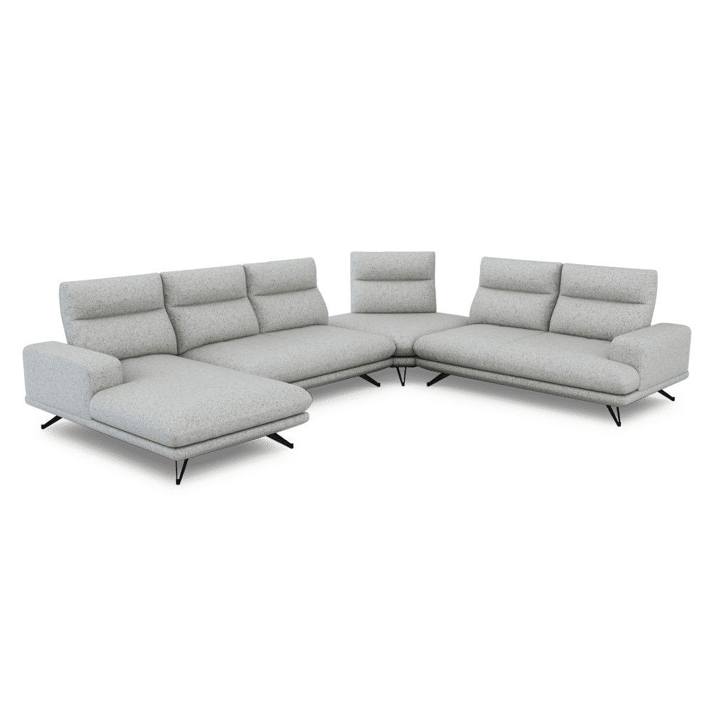 GAVORA – Push-Back Fabric Sofa with Adjustable Backrest (Left Corner)