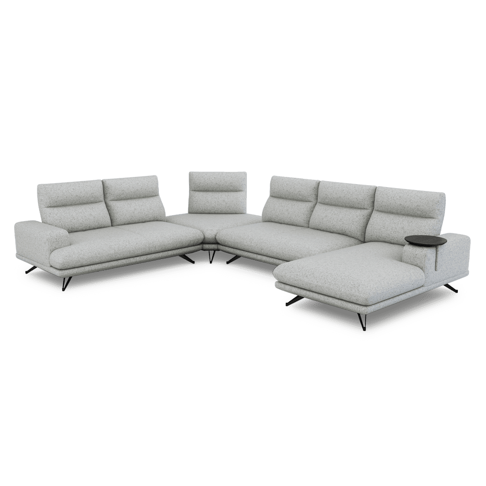 GAVORA – Push-Back Fabric Sofa with Adjustable Backrest (Right Corner)