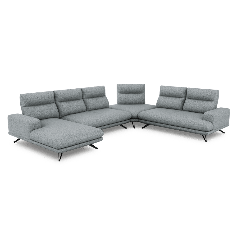 GAVORA – Push-Back Fabric Sofa with Adjustable Backrest (Left Corner)