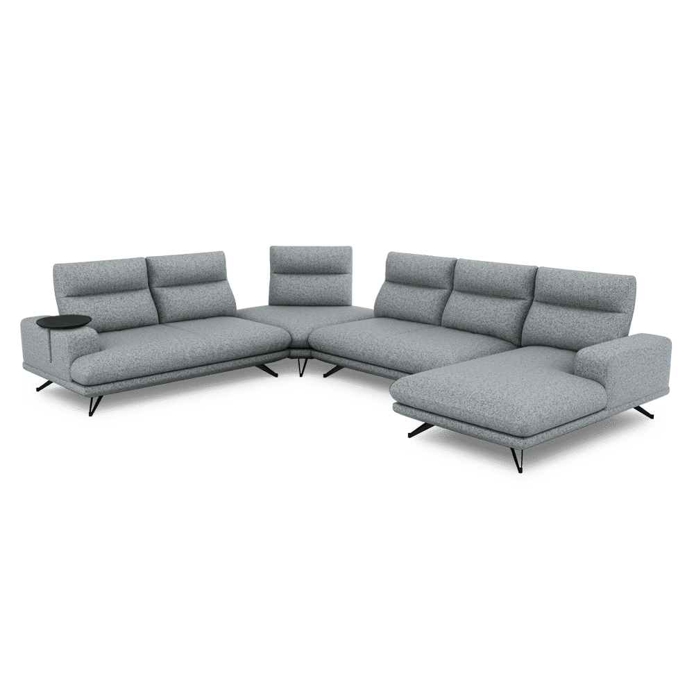 GAVORA – Push-Back Fabric Sofa with Adjustable Backrest (Right Corner)