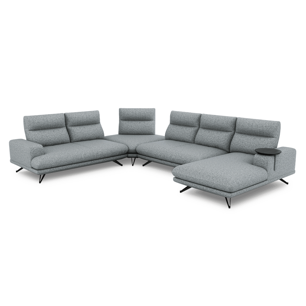 GAVORA – Push-Back Fabric Sofa with Adjustable Backrest (Right Corner)