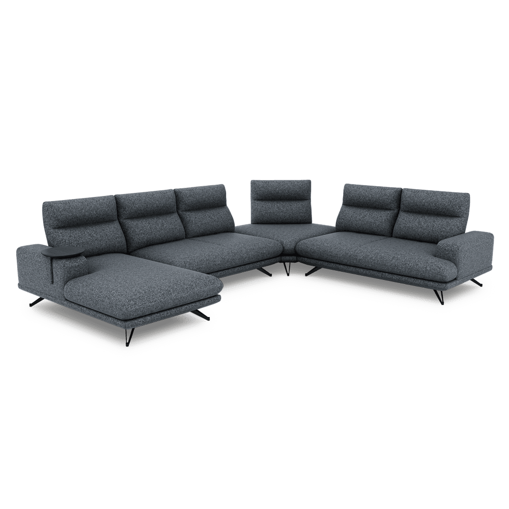 GAVORA – Push-Back Fabric Sofa with Adjustable Backrest (Left Corner)