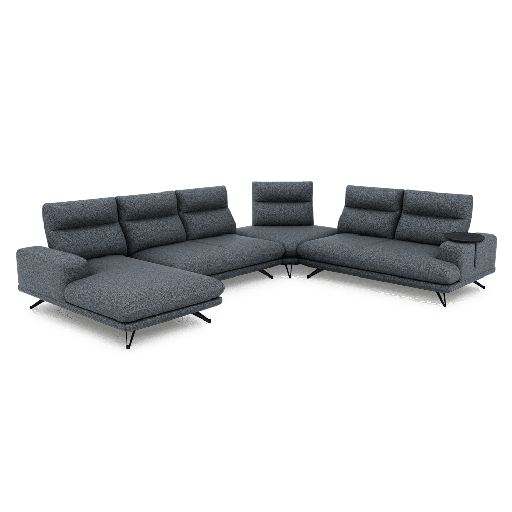 GAVORA – Push-Back Fabric Sofa with Adjustable Backrest (Left Corner)