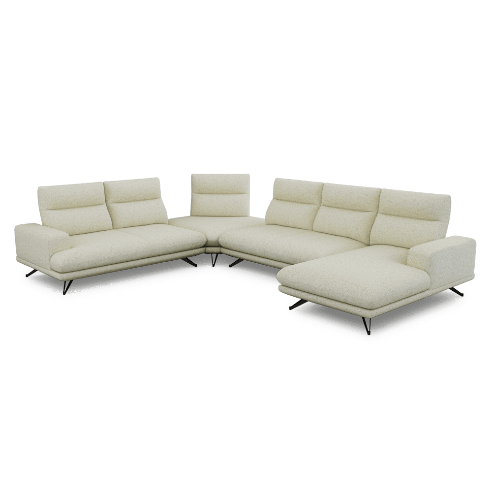 GAVORA – Push-Back Fabric Sofa with Adjustable Backrest (Right Corner)