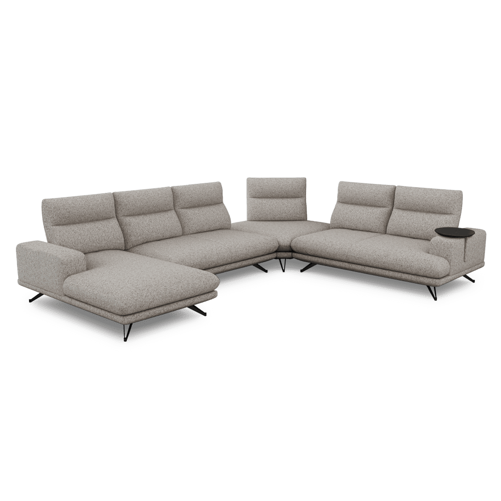 GAVORA – Push-Back Fabric Sofa with Adjustable Backrest (Left Corner)