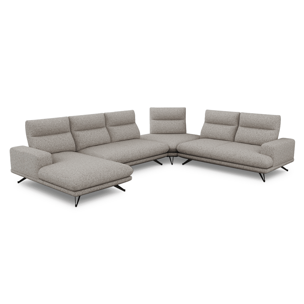 GAVORA – Push-Back Fabric Sofa with Adjustable Backrest (Left Corner)
