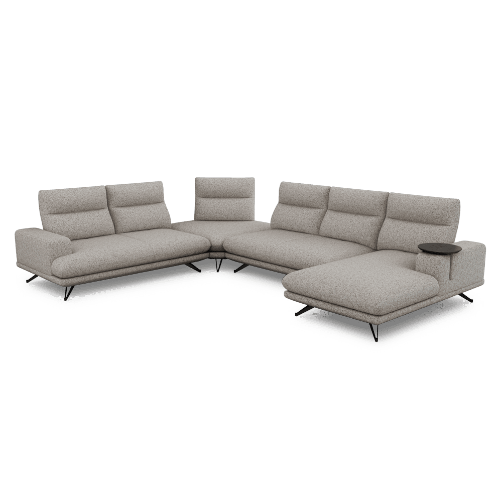 GAVORA – Push-Back Fabric Sofa with Adjustable Backrest (Right Corner)