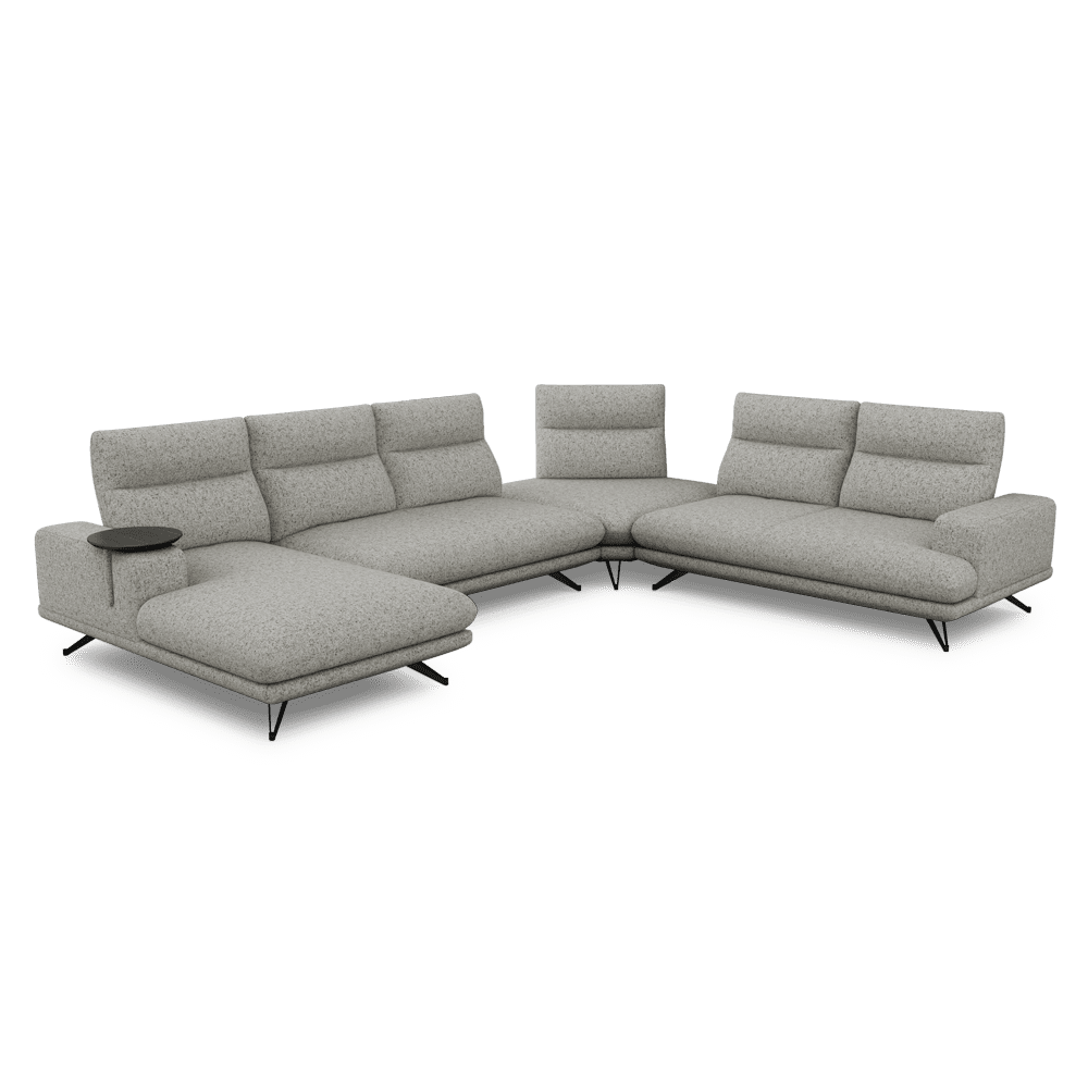 GAVORA – Push-Back Fabric Sofa with Adjustable Backrest (Left Corner)