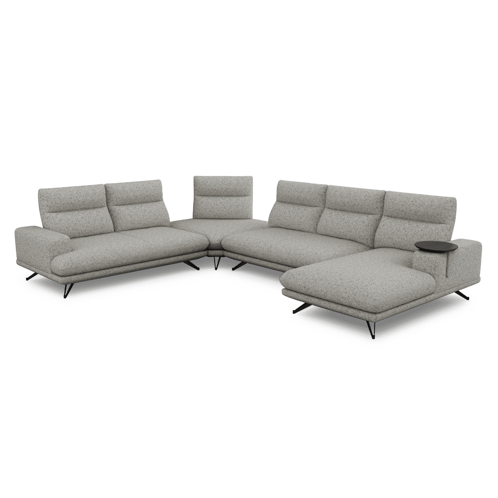 GAVORA – Push-Back Fabric Sofa with Adjustable Backrest (Right Corner)