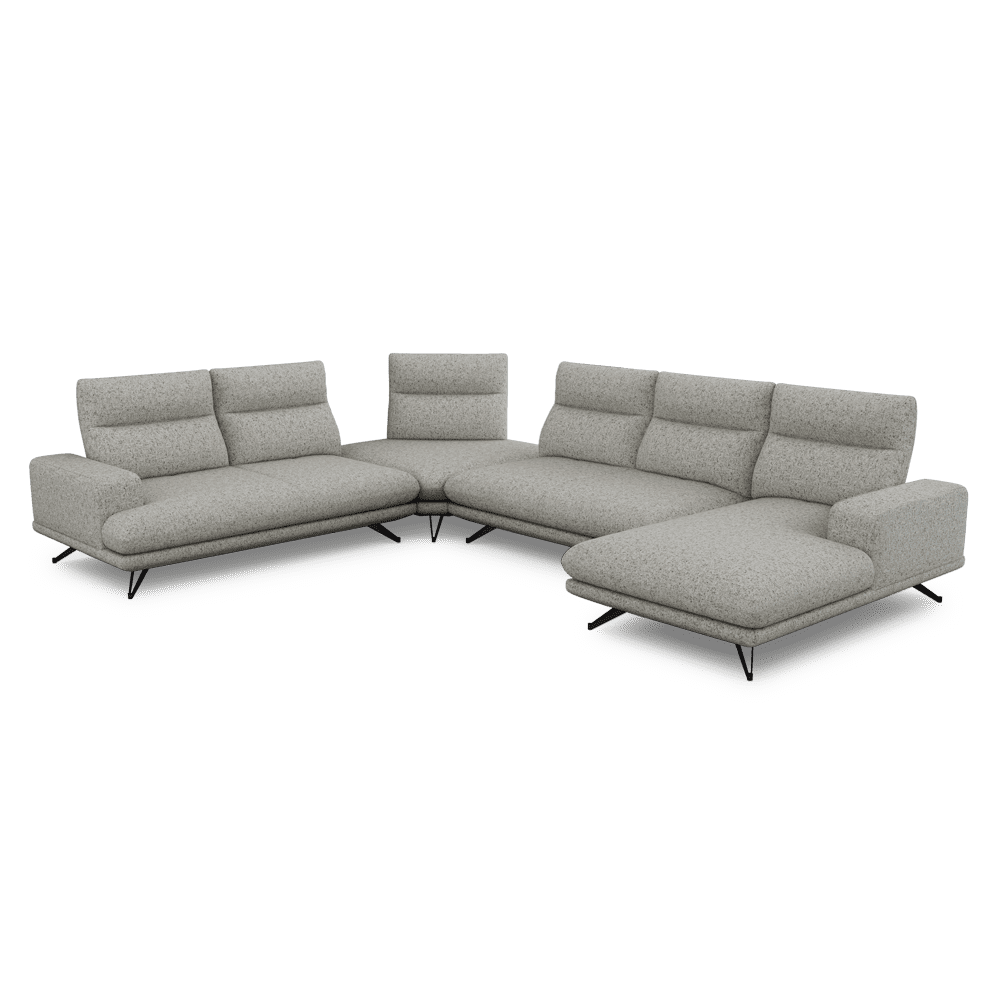 GAVORA – Push-Back Fabric Sofa with Adjustable Backrest (Right Corner)