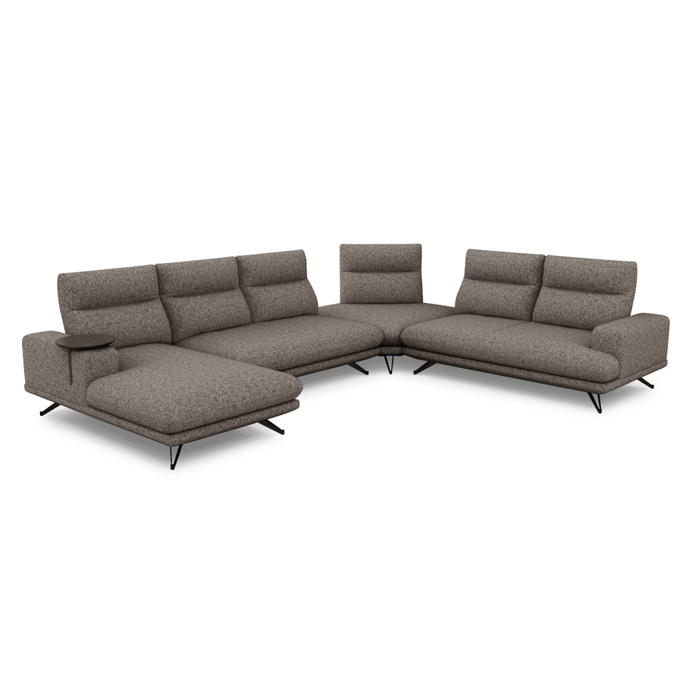 GAVORA – Push-Back Fabric Sofa with Adjustable Backrest (Left Corner)