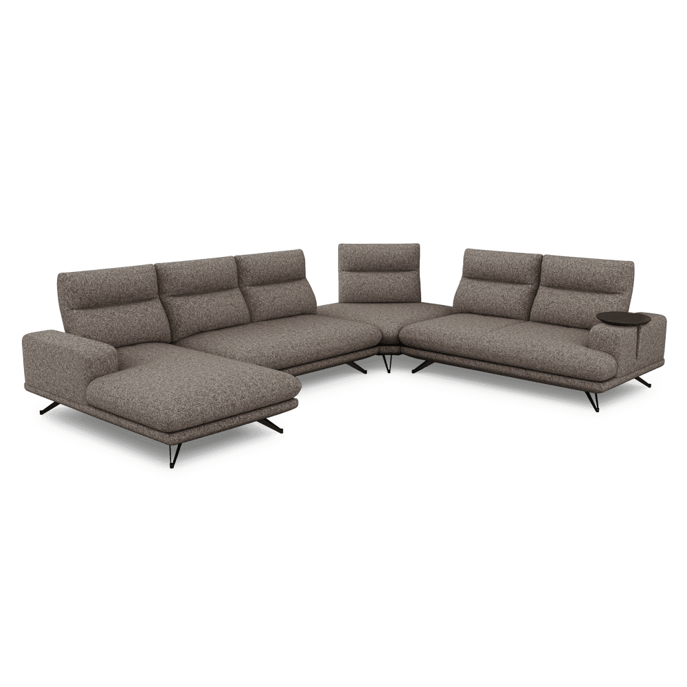 GAVORA – Push-Back Fabric Sofa with Adjustable Backrest (Left Corner)