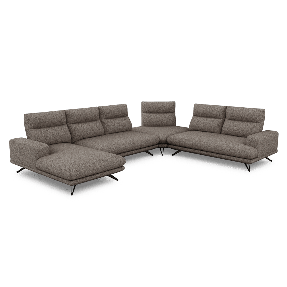 GAVORA – Push-Back Fabric Sofa with Adjustable Backrest (Left Corner)