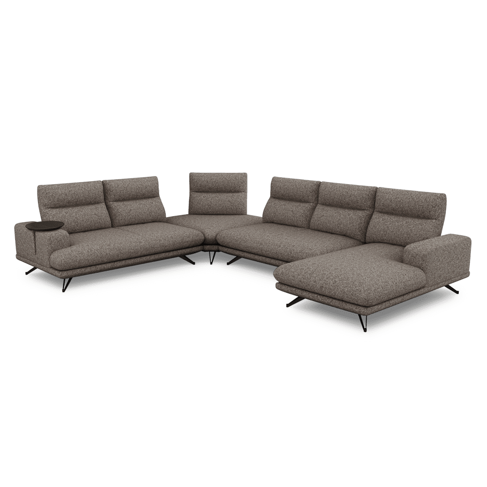 GAVORA – Push-Back Fabric Sofa with Adjustable Backrest (Right Corner)
