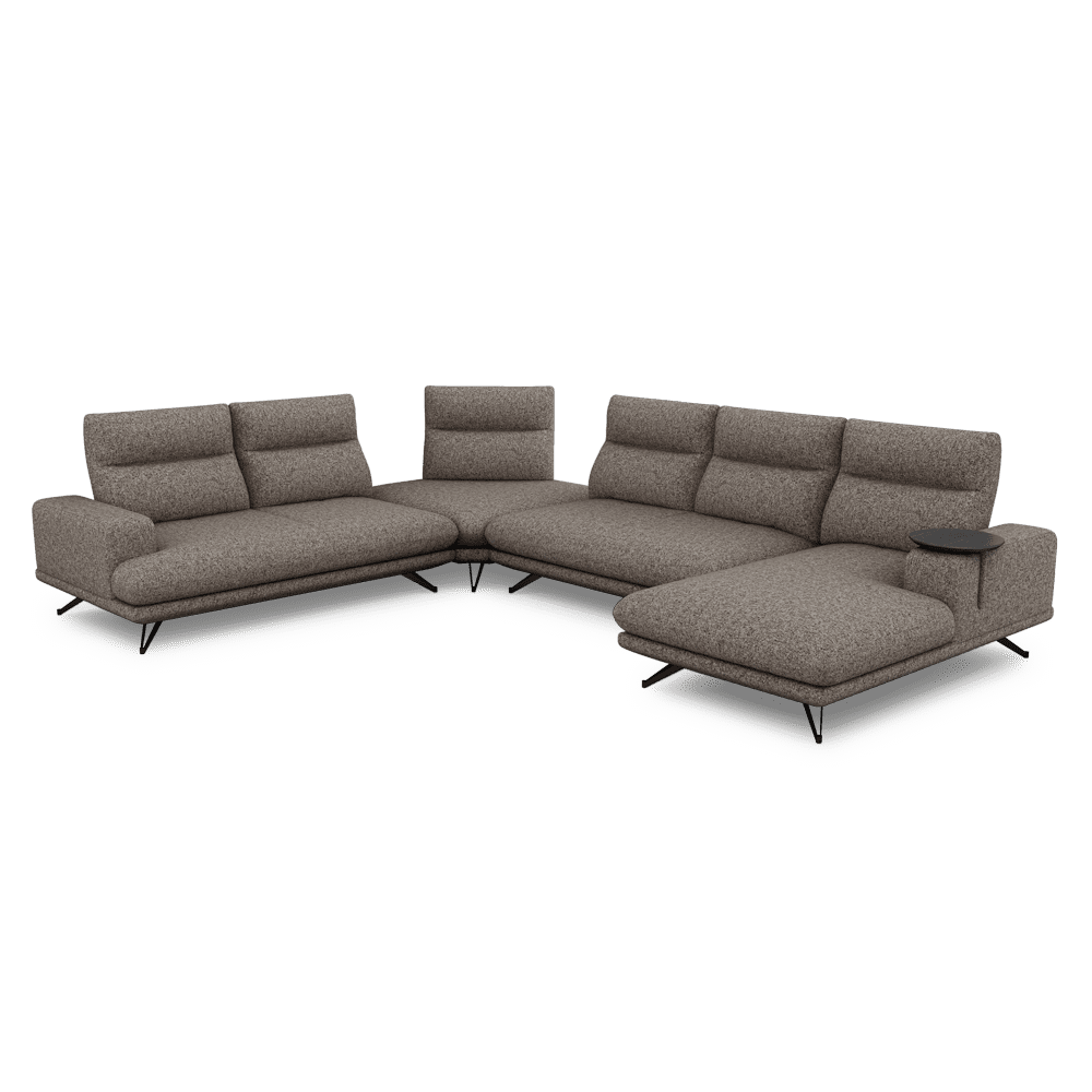 GAVORA – Push-Back Fabric Sofa with Adjustable Backrest (Right Corner)