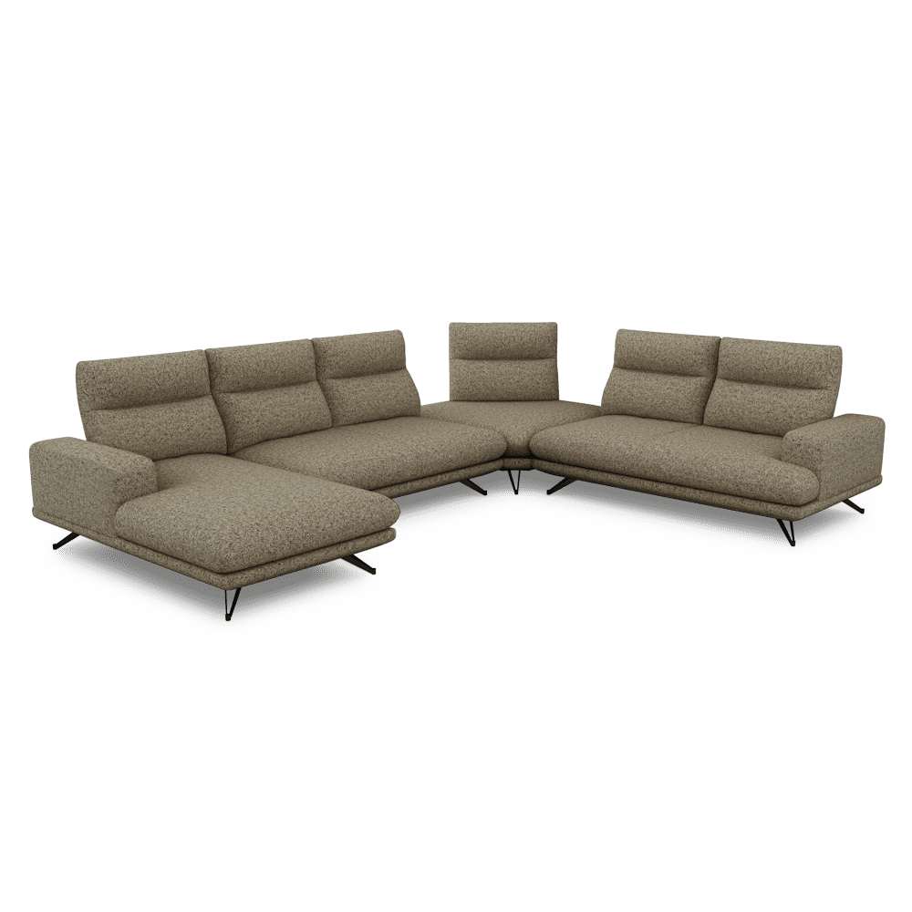 GAVORA – Push-Back Fabric Sofa with Adjustable Backrest (Left Corner)