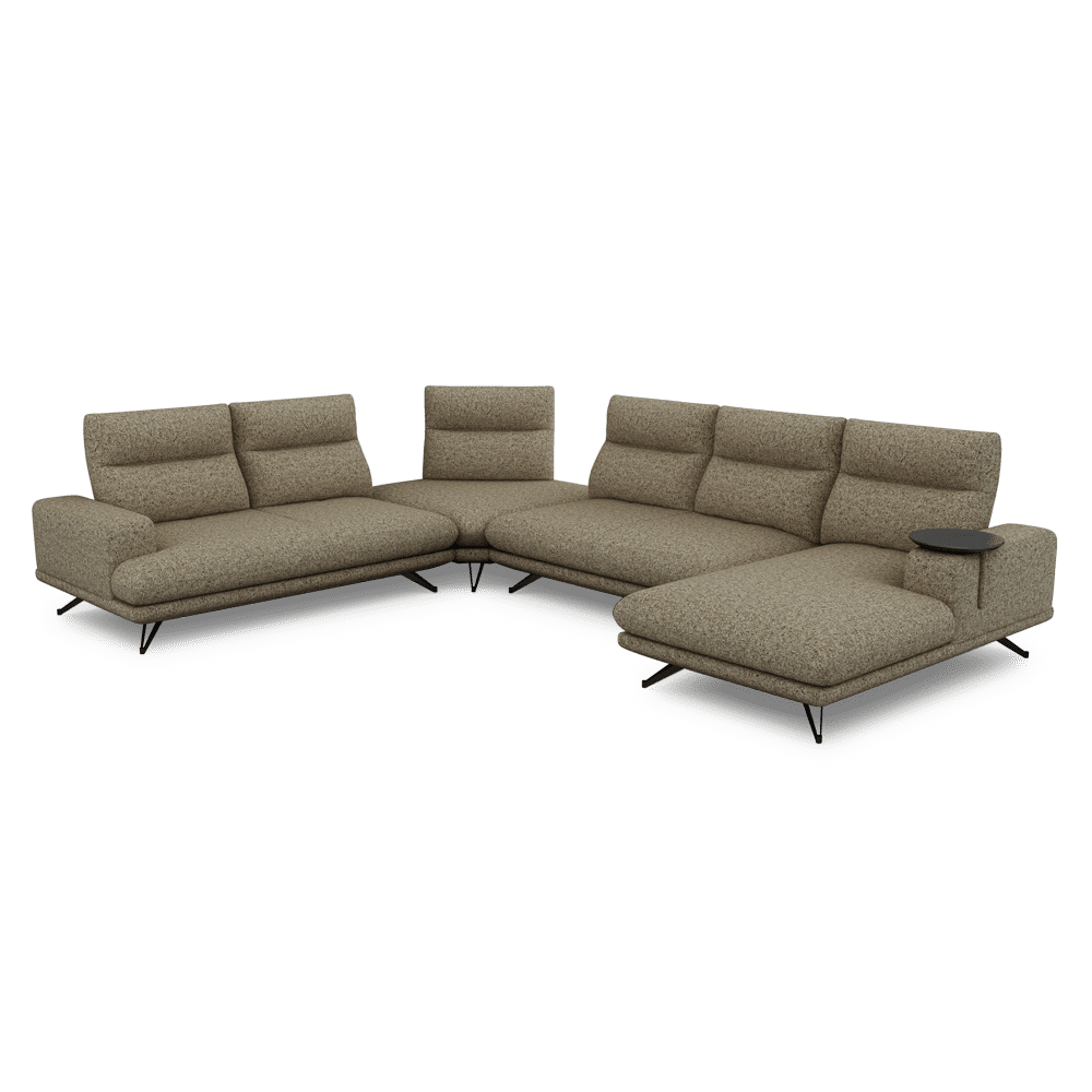 GAVORA – Push-Back Fabric Sofa with Adjustable Backrest (Right Corner)