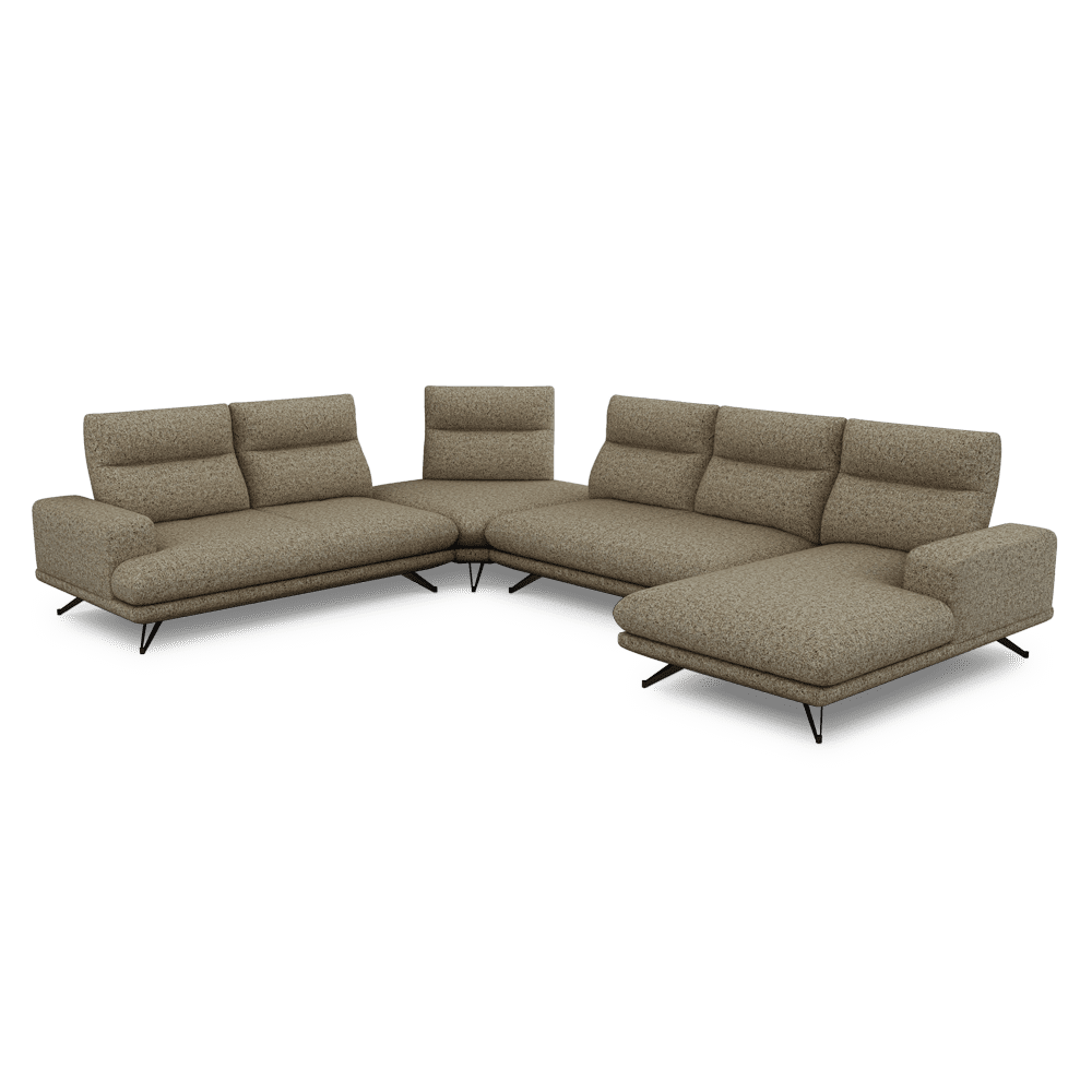 GAVORA – Push-Back Fabric Sofa with Adjustable Backrest (Right Corner)