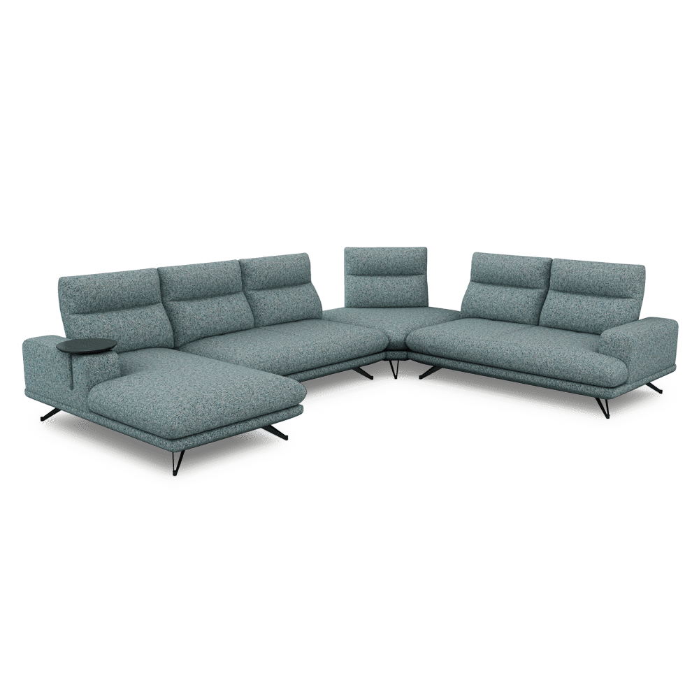 GAVORA – Push-Back Fabric Sofa with Adjustable Backrest (Left Corner)