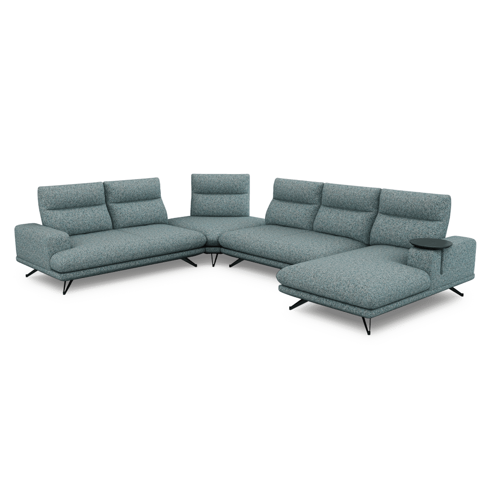 GAVORA – Push-Back Fabric Sofa with Adjustable Backrest (Right Corner)