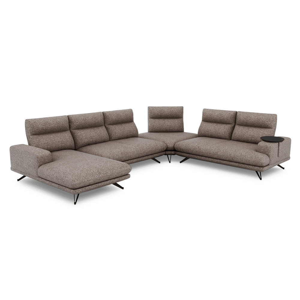 GAVORA – Push-Back Fabric Sofa with Adjustable Backrest (Left Corner)