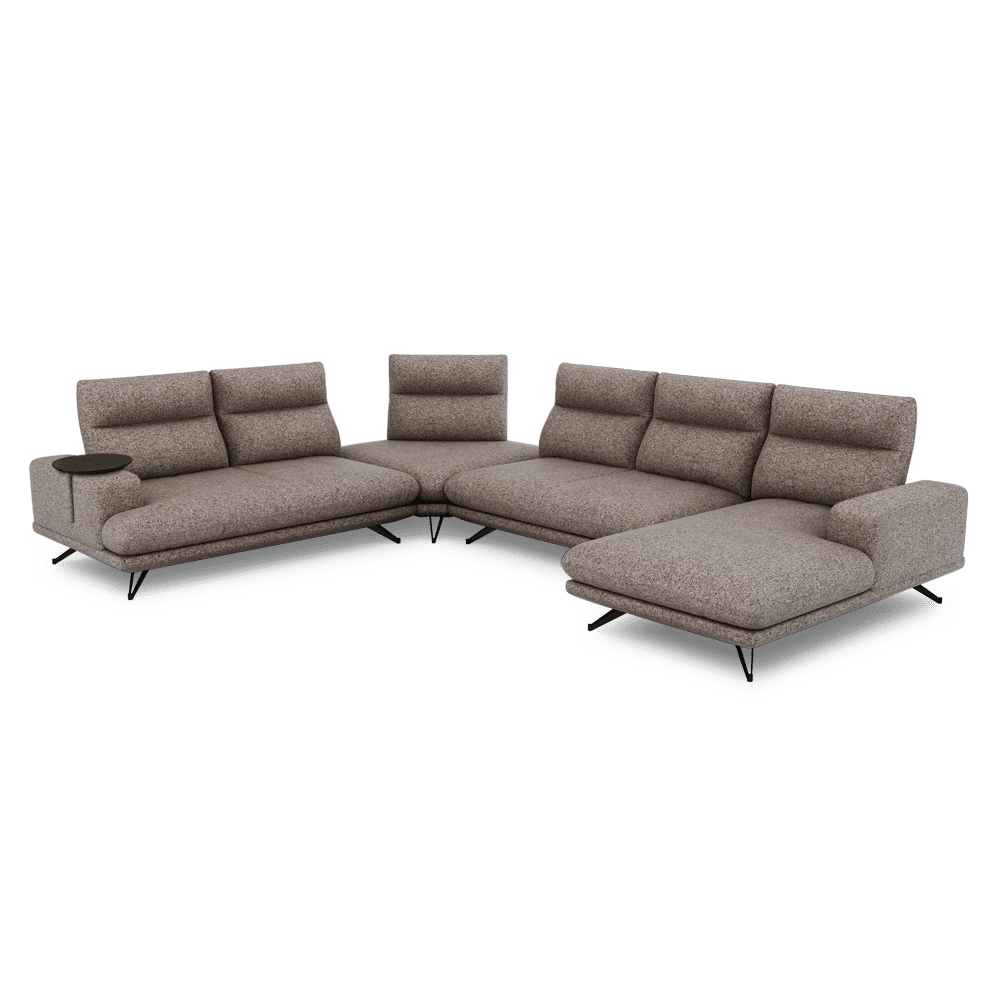 GAVORA – Push-Back Fabric Sofa with Adjustable Backrest (Right Corner)