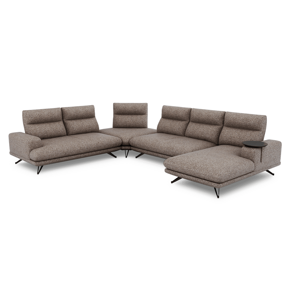GAVORA – Push-Back Fabric Sofa with Adjustable Backrest (Right Corner)