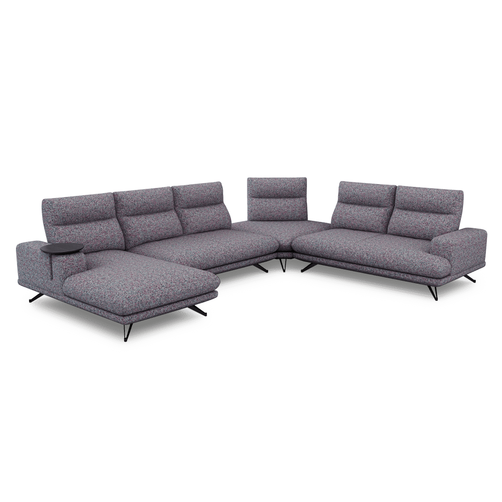 GAVORA – Push-Back Fabric Sofa with Adjustable Backrest (Left Corner)
