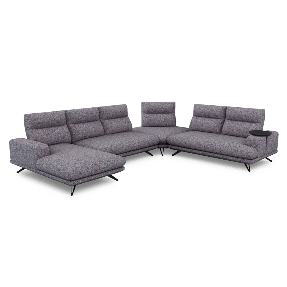 GAVORA – Push-Back Fabric Sofa with Adjustable Backrest (Left Corner)