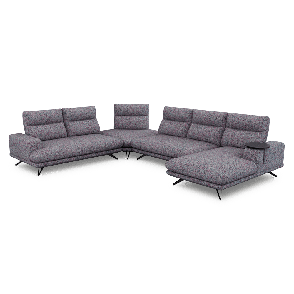 GAVORA – Push-Back Fabric Sofa with Adjustable Backrest (Right Corner)