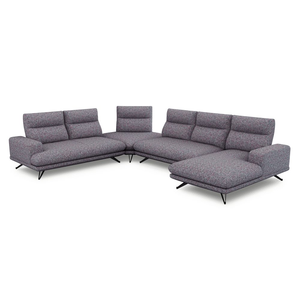 GAVORA – Push-Back Fabric Sofa with Adjustable Backrest (Right Corner)