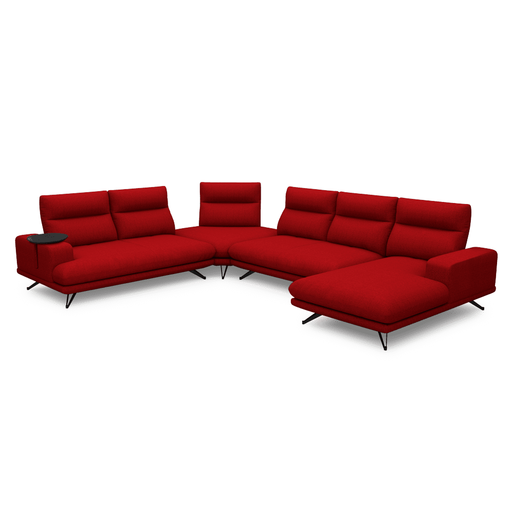 GAVORA – Push-Back Fabric Sofa with Adjustable Backrest (Right Corner)