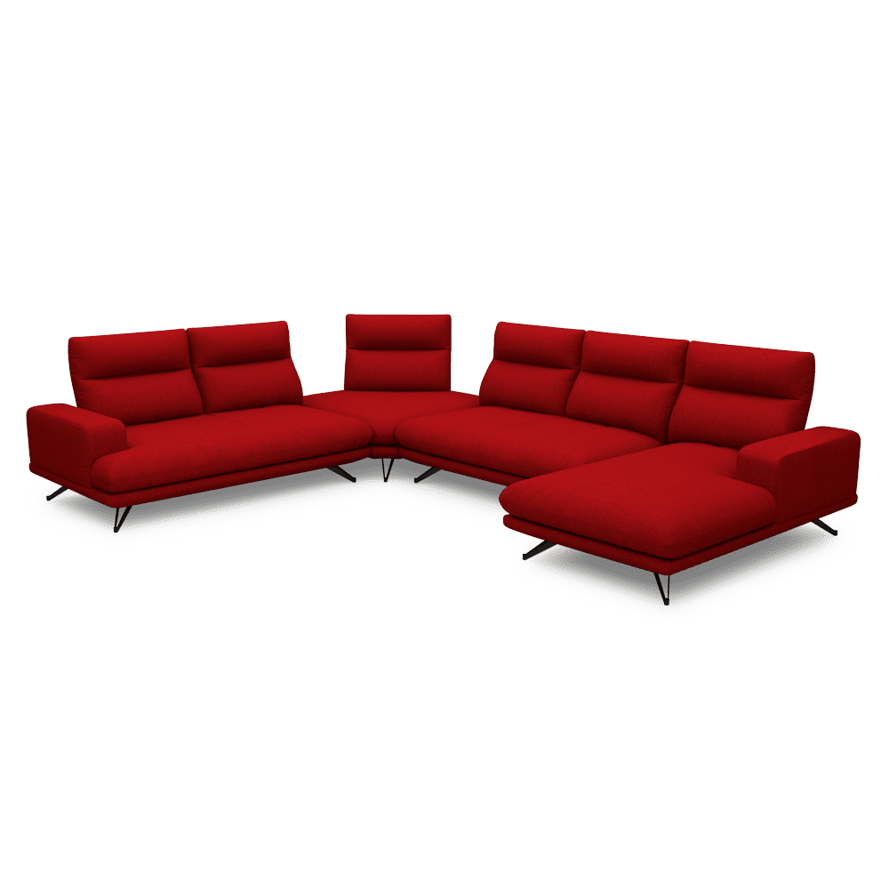 GAVORA – Push-Back Fabric Sofa with Adjustable Backrest (Right Corner)