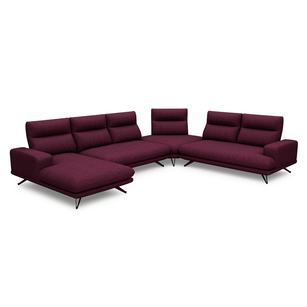 GAVORA – Push-Back Fabric Sofa with Adjustable Backrest (Left Corner)