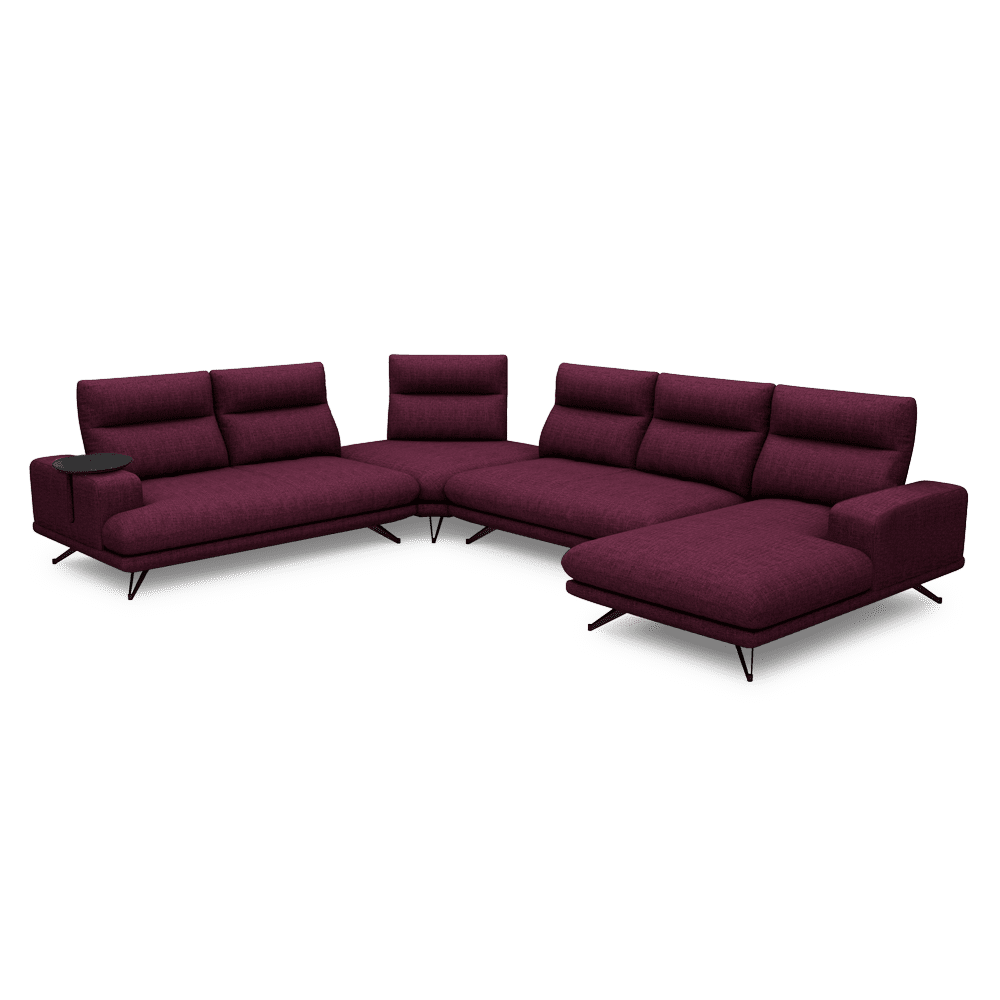 GAVORA – Push-Back Fabric Sofa with Adjustable Backrest (Right Corner)
