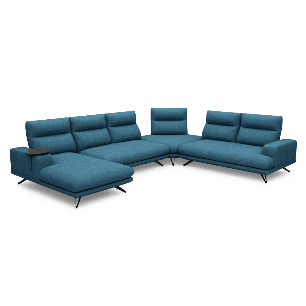 GAVORA – Push-Back Fabric Sofa with Adjustable Backrest (Left Corner)