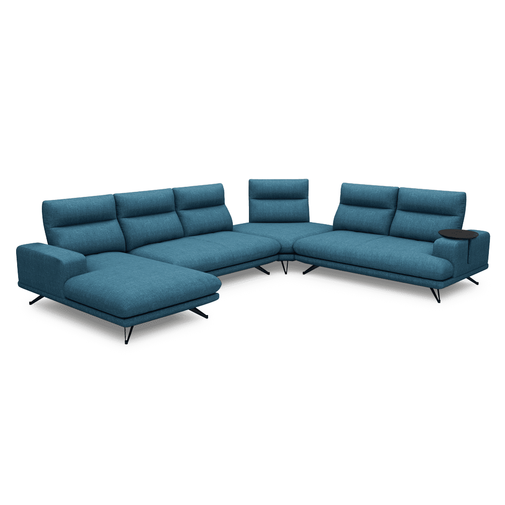 GAVORA – Push-Back Fabric Sofa with Adjustable Backrest (Left Corner)