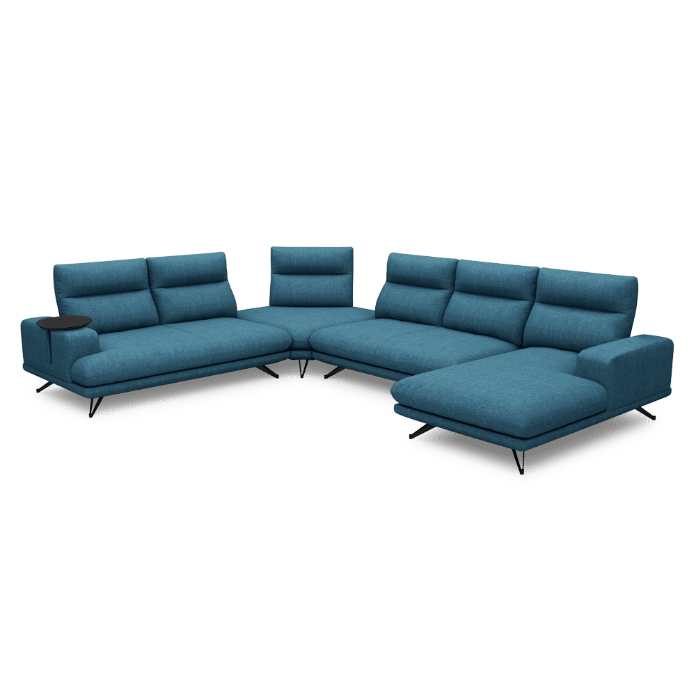 GAVORA – Push-Back Fabric Sofa with Adjustable Backrest (Right Corner)