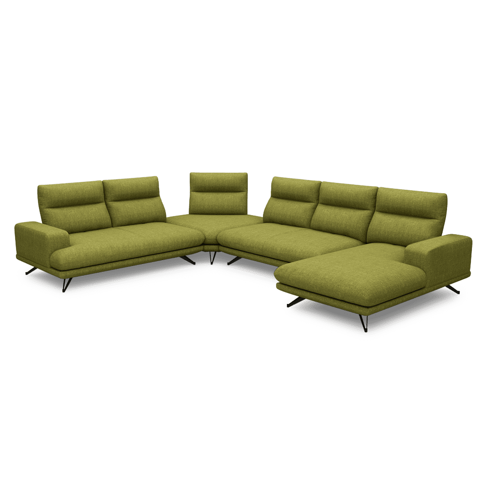 GAVORA – Push-Back Fabric Sofa with Adjustable Backrest (Right Corner)