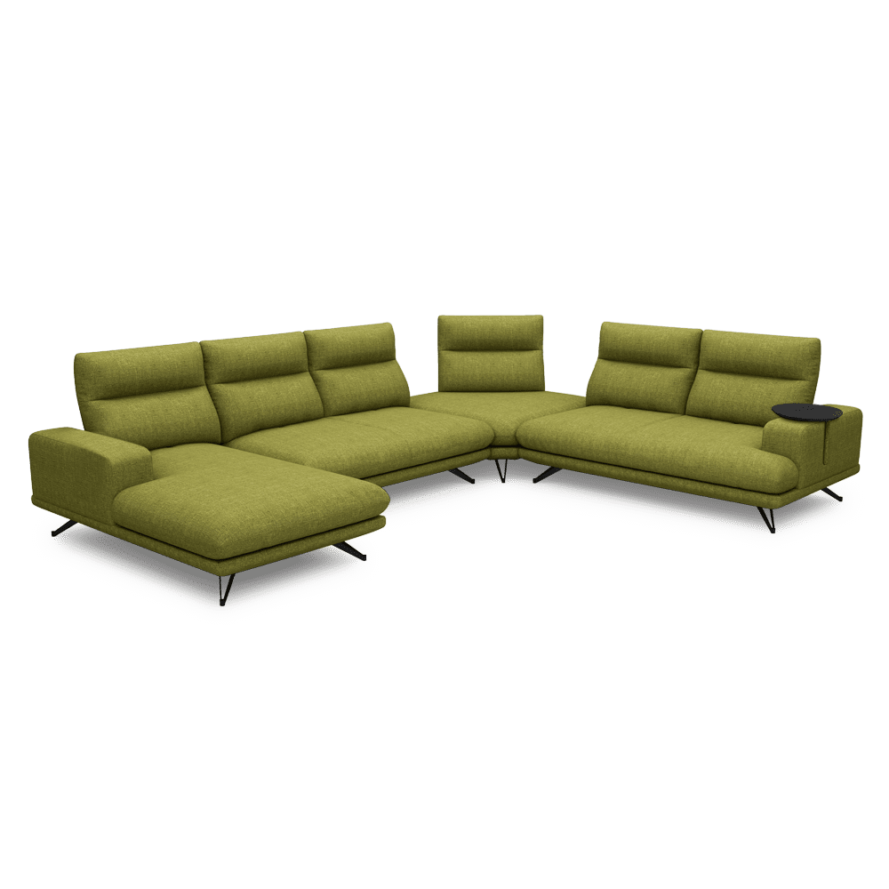 GAVORA – Push-Back Fabric Sofa with Adjustable Backrest (Left Corner)