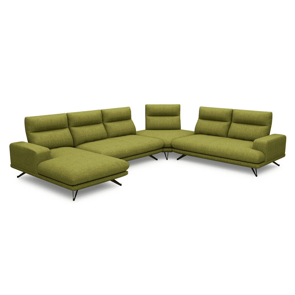 GAVORA – Push-Back Fabric Sofa with Adjustable Backrest (Left Corner)