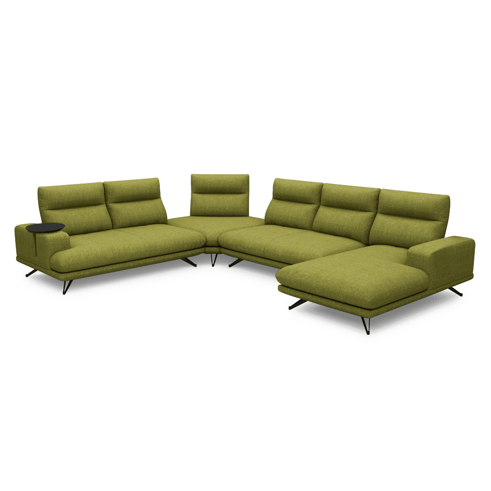 GAVORA – Push-Back Fabric Sofa with Adjustable Backrest (Right Corner)