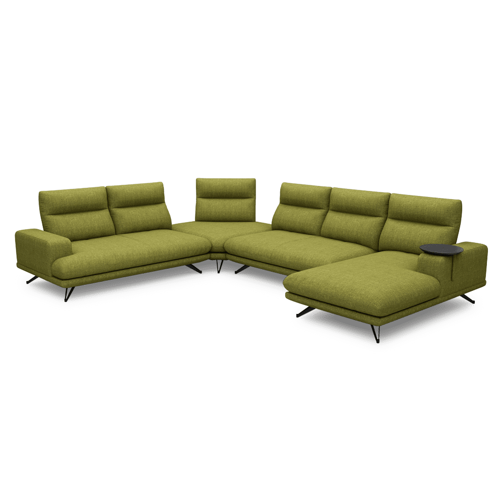 GAVORA – Push-Back Fabric Sofa with Adjustable Backrest (Right Corner)