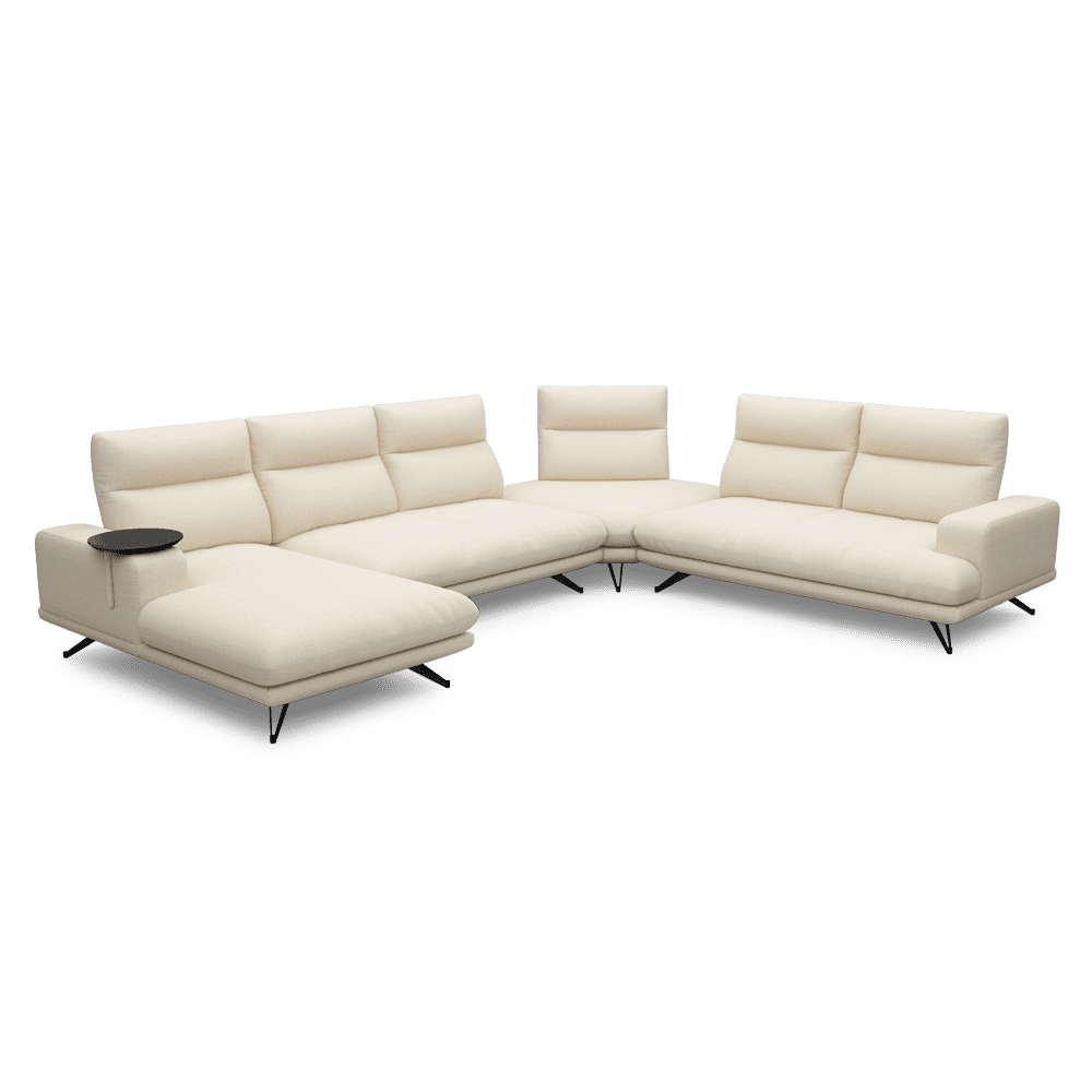 GAVORA – Push-Back Fabric Sofa with Adjustable Backrest (Left Corner)