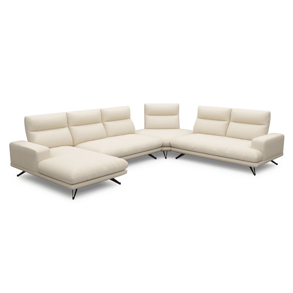 GAVORA – Push-Back Fabric Sofa with Adjustable Backrest (Left Corner)