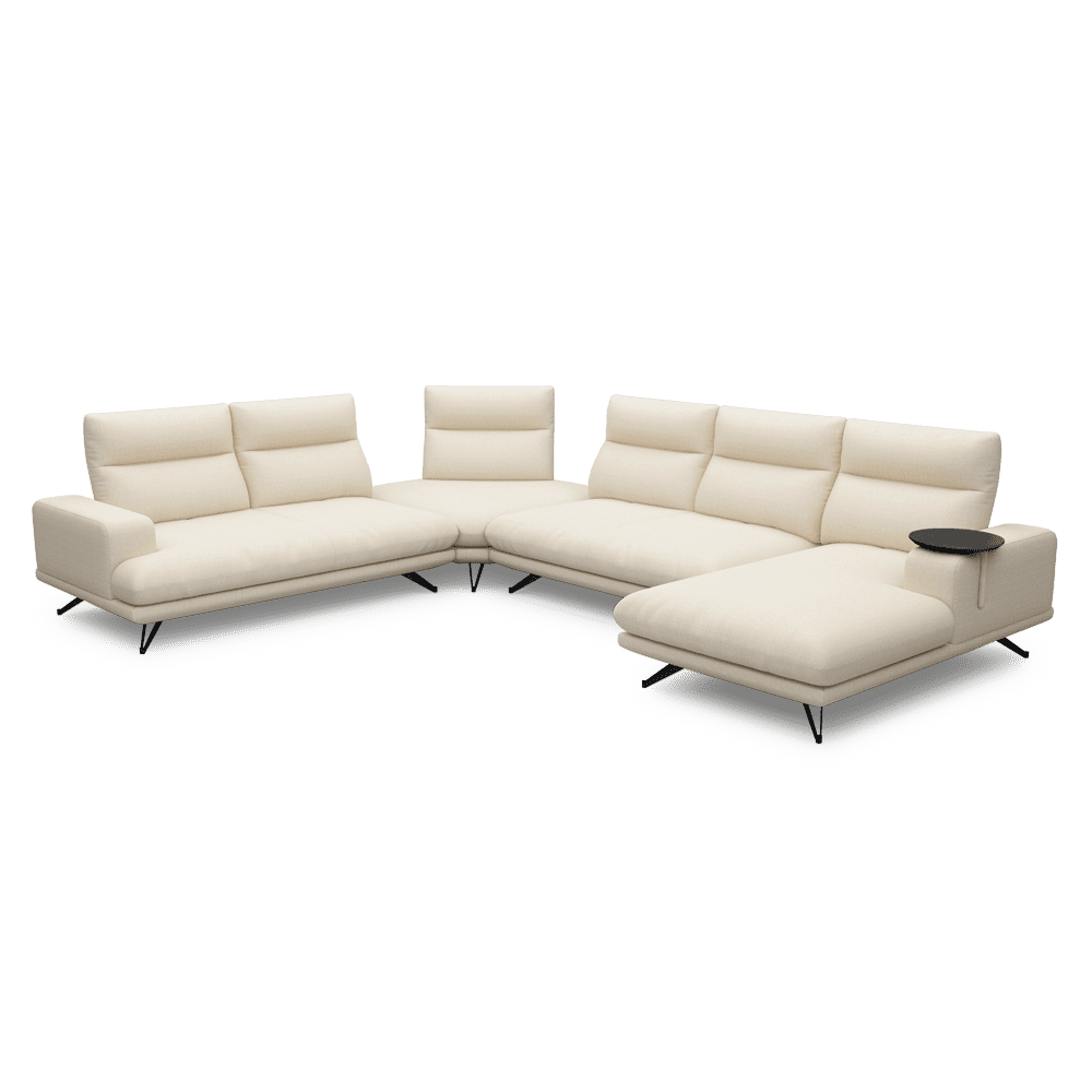 GAVORA – Push-Back Fabric Sofa with Adjustable Backrest (Right Corner)